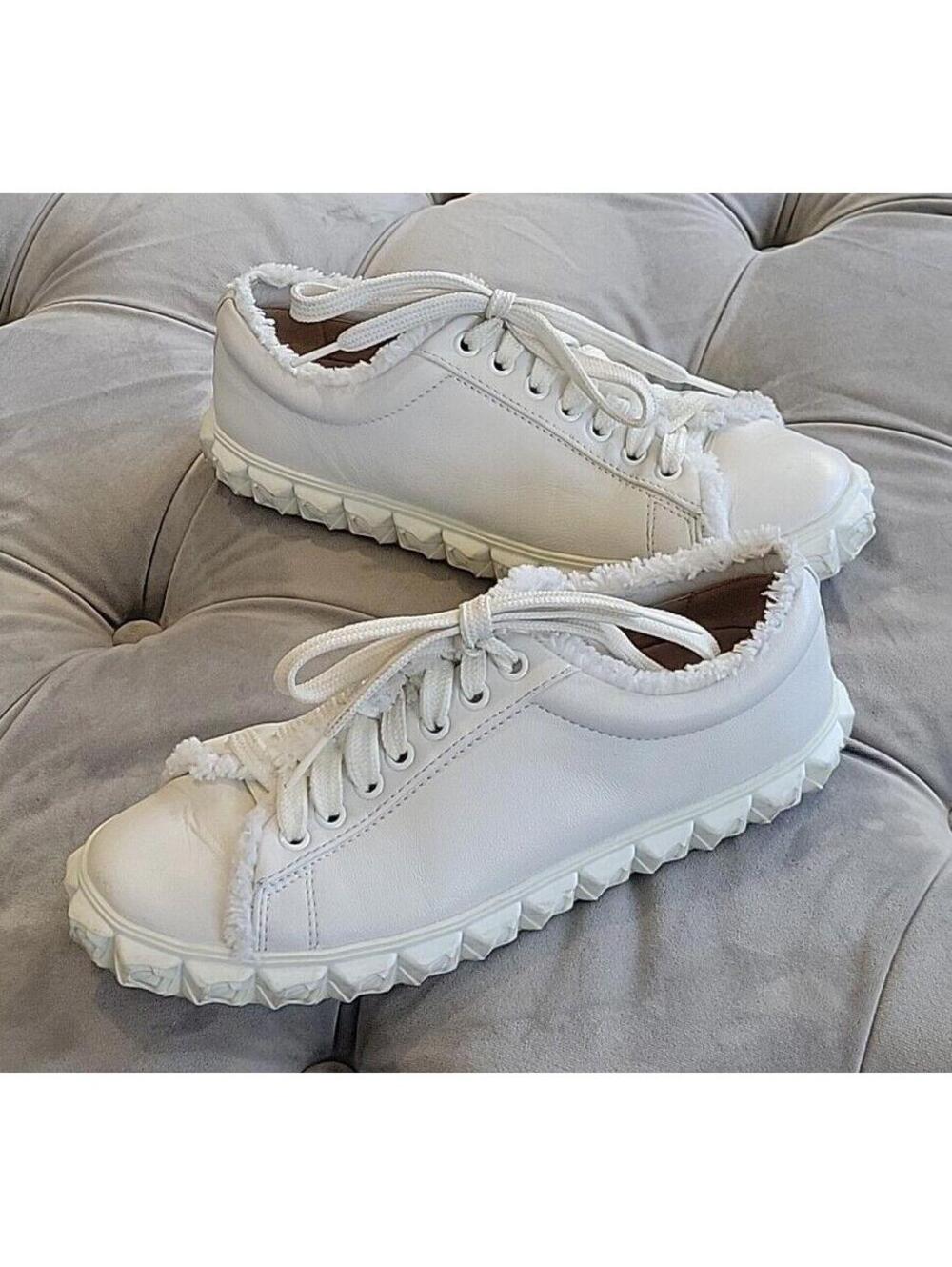 Stuart Weitzman Fringie Coverstory Womens Shoes White Leather Low Sneaker 6.5 M